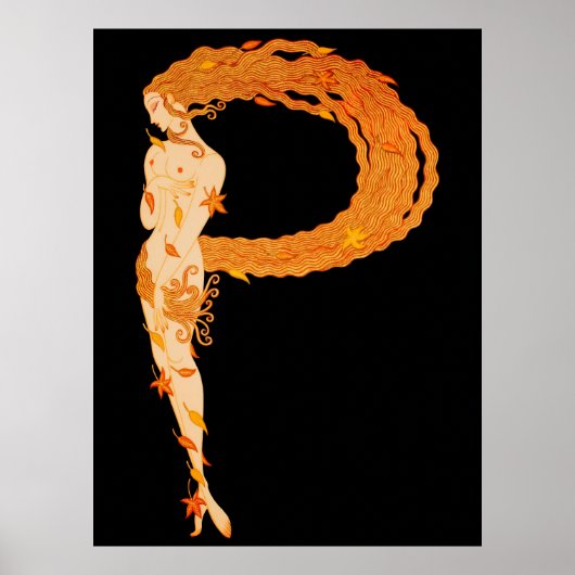 Erté - De letter P uit de Alphabet Suite, 1976 Poster (Voorkant)