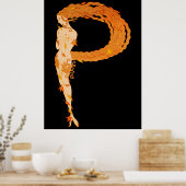 Erté - De letter P uit de Alphabet Suite, 1976 Poster (Keuken)
