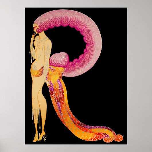 Erté - De letter R uit de Alphabet Suite, 1976 Poster (Voorkant)