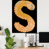 Erté - De letter S uit de Alphabet Suite, 1976 Poster (Thuiskantoor)