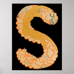 Erté - De letter S uit de Alphabet Suite, 1976 Poster