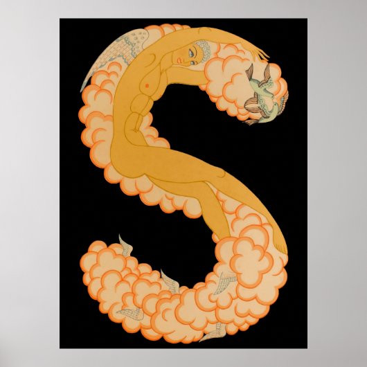 Erté - De letter S uit de Alphabet Suite, 1976 Poster (Voorkant)