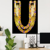 Erté - De letter U uit de Alphabet Suite, 1976 Poster (Thuiskantoor)