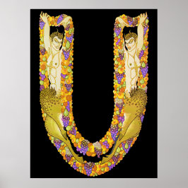 Erté - De letter U uit de Alphabet Suite, 1976 Poster