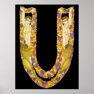 Erté - De letter U uit de Alphabet Suite, 1976 Poster
