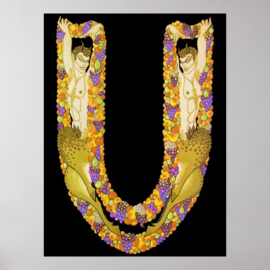 Erté - De letter U uit de Alphabet Suite, 1976 Poster (Voorkant)