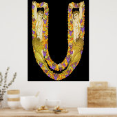 Erté - De letter U uit de Alphabet Suite, 1976 Poster (Keuken)