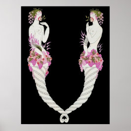 Erté - De letter V van de Alphabet Suite, 1976 Poster