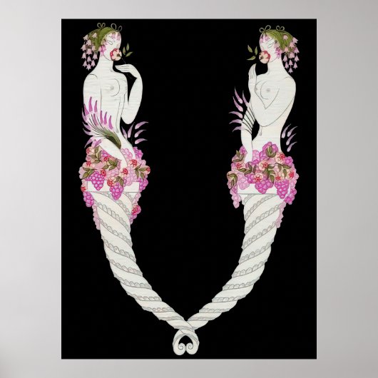 Erté - De letter V van de Alphabet Suite, 1976 Poster (Voorkant)