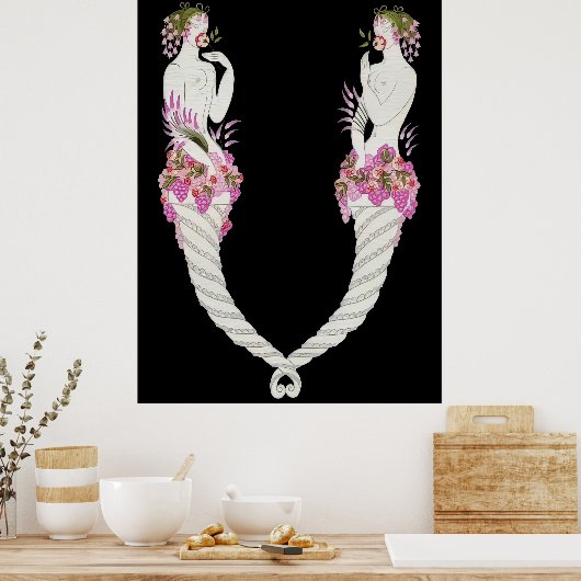 Erté - De letter V van de Alphabet Suite, 1976 Poster (Keuken)