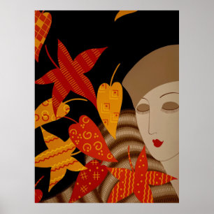 Erté - De seizoenen, Herfst [nacht] Poster