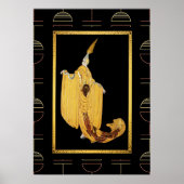 Erte Deco Style Lady Poster - Goud/Geel (Voorkant)