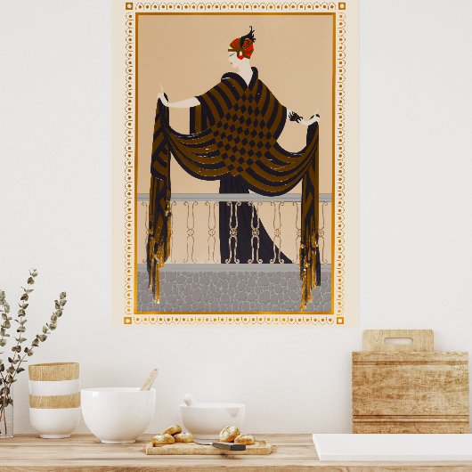 Erté - Het balkon Poster (Keuken)