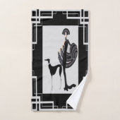 Erte Lady met Dog Art Deco Bad Handdoek (Handdoek)