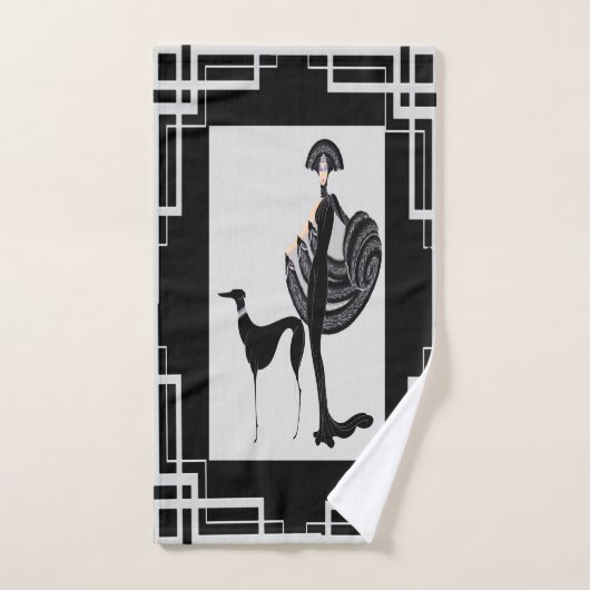 Erte Lady met Dog Art Deco Bad Handdoek (Handdoek)