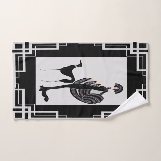 Erte Lady met Dog Art Deco Bad Handdoek (Handdoek)