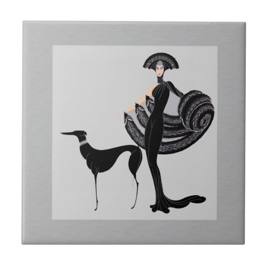 ERTE Lady met Dog Tegeltje (Voorkant)