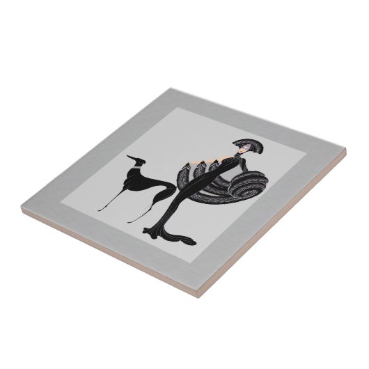 ERTE Lady met Dog Tegeltje (Zijkant)