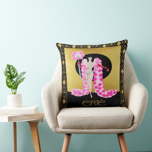 Erte Lady met Roze Boa-kussen. Kussen (Stoel)