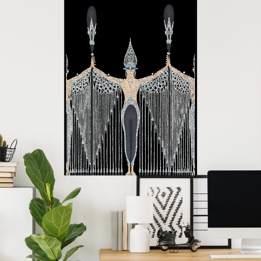 Erté - Les Bijoux de Perle [zwart] Poster (Thuiskantoor)