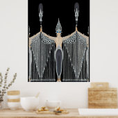 Erté - Les Bijoux de Perle [zwart] Poster (Keuken)