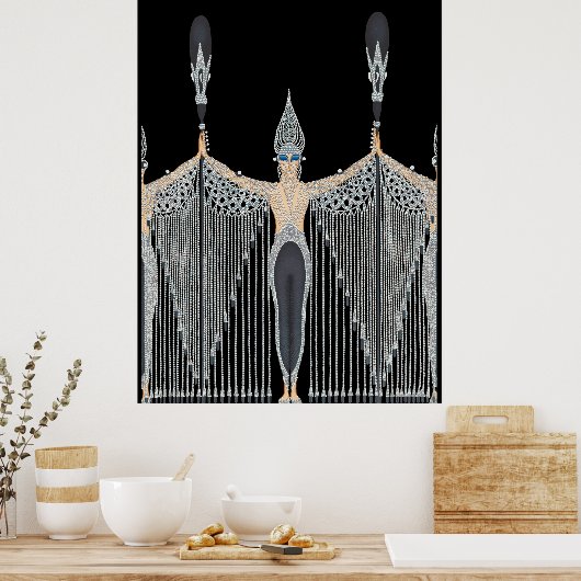Erté - Les Bijoux de Perle [zwart] Poster (Keuken)