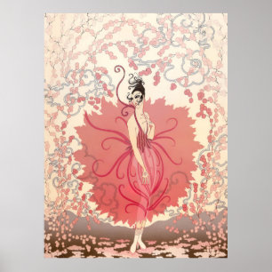 Erté - Roze Dame Poster
