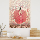 Erté - Roze Dame Poster (Keuken)