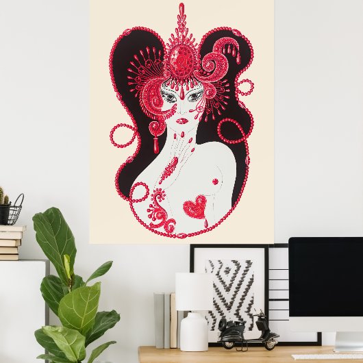 Erté - The Precious Stones Suite, Ruby, 1969 Poster (Thuiskantoor)