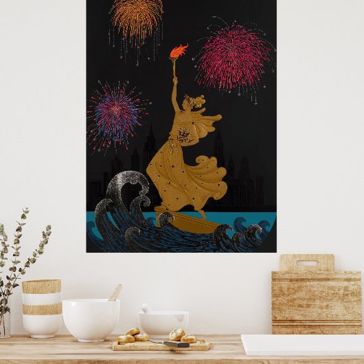 Erté - Vrijheidsbeeld (Nacht) Poster (Keuken)