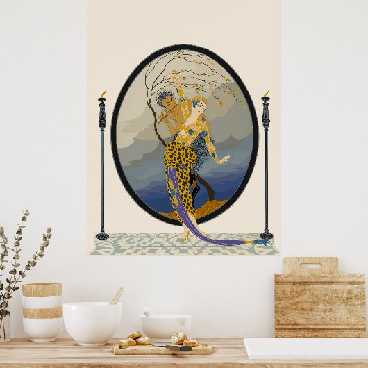 Erté - Vrouw en Satyr Poster (Keuken)