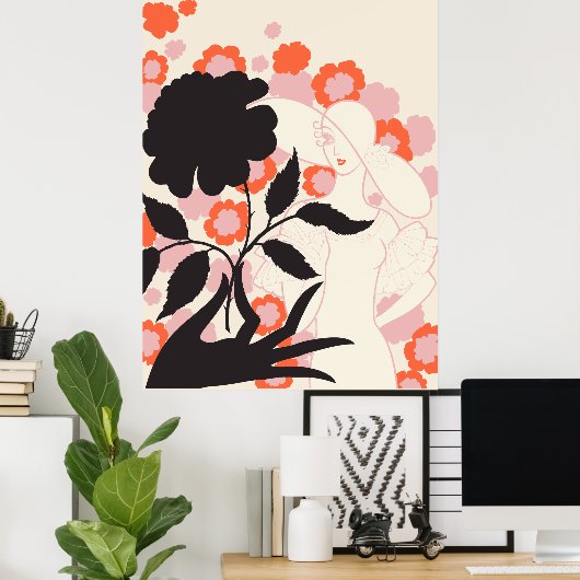 Erté - Zwart Roos Poster (Thuiskantoor)