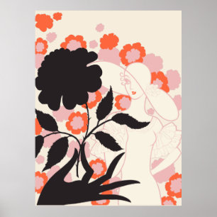 Erté - Zwart Roos Poster