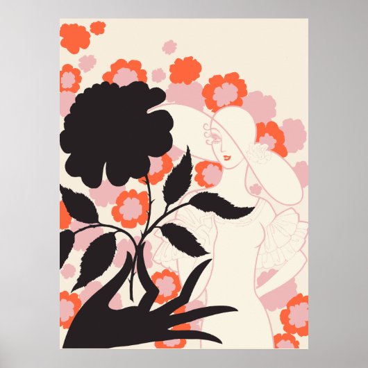 Erté - Zwart Roos Poster (Voorkant)