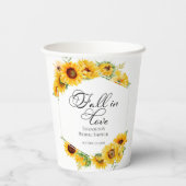 Eruit van de liefde zonnebloem herfst bruidsdouche papieren bekers (Achterkant)