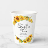 Eruit van de liefde zonnebloem herfst bruidsdouche papieren bekers (Voorkant)