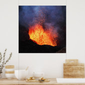 Eruptie actieve vulkaan - warme lava stroom in kra poster (Keuken)