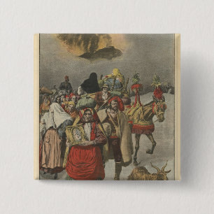 Eruptie van de berg Etna Vierkante Button 5,1 Cm