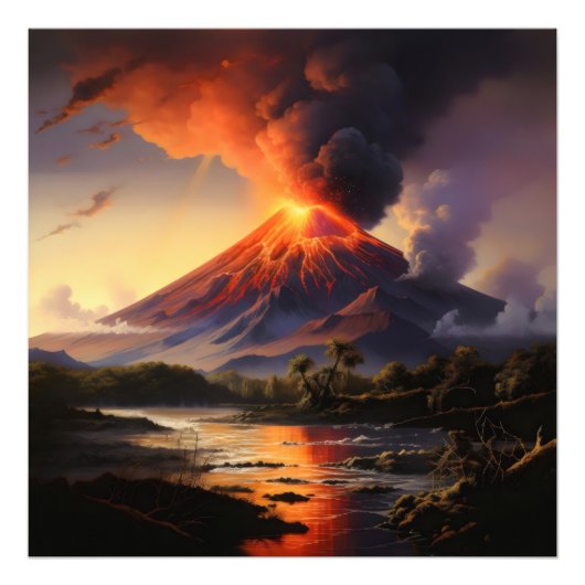 Erupting Volcano Foto Afdruk (Voorkant)