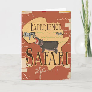 Ervaar Afrikaanse Safari Vintage Reisposter Feestdagen Kaart