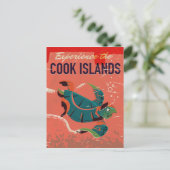 Ervaar de Cook eilanden vintage reisposter Briefkaart (Staand voorkant)
