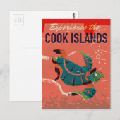 Ervaar de Cook eilanden vintage reisposter Briefkaart (Voorkant / Achterkant)