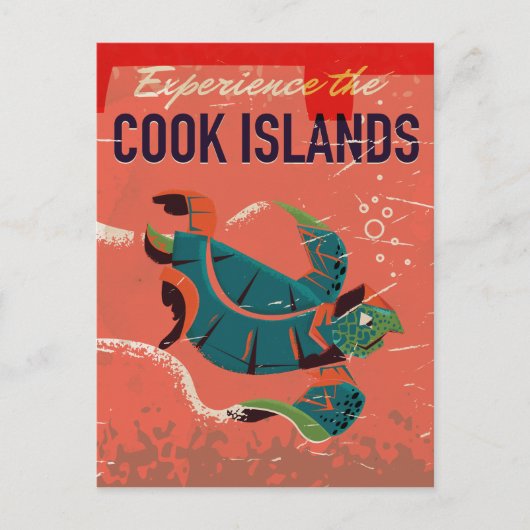 Ervaar de Cook eilanden vintage reisposter Briefkaart (Voorkant)