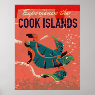 Ervaar de Cook eilanden vintage reisposter Poster
