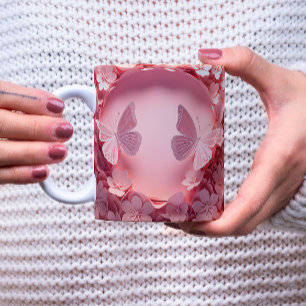 Ervaar de Elegantie: 3D Butterfly Coffee Mok