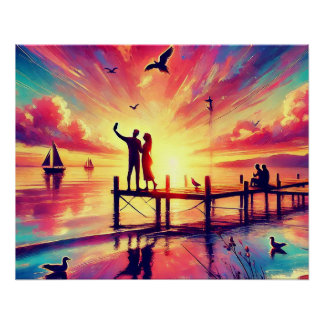 🌅 Ervaar de sereniteit van de zonsondergang! Perfect Poster