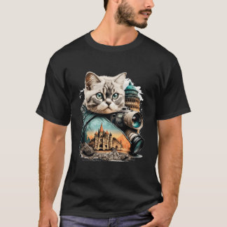 Ervaar De Sfeer Van De Wereld Met Toeristische Kat T-shirt