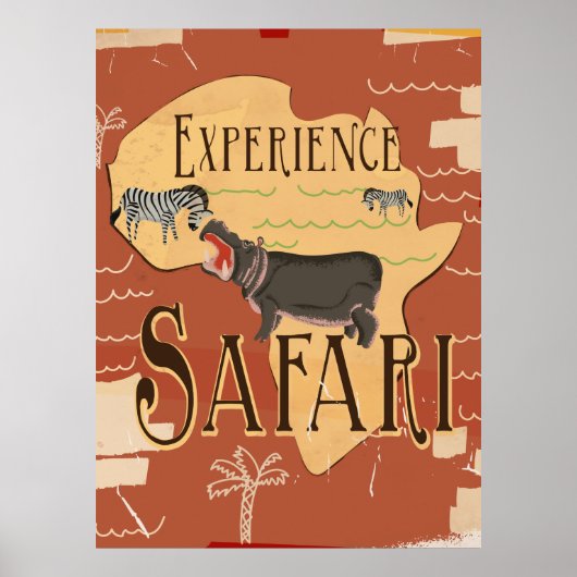 Ervaar het Afrikaanse Safari Vintage Travel Poster (Voorkant)