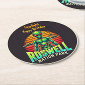 Ervaar het Cosmic Adventure Park van Roswell! Ronde Kartonnen Onderzetter (Gebogen)