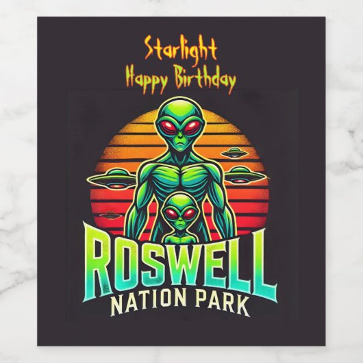 Ervaar het Cosmic Adventure Park van Roswell! Wijn Etiket (Enkel label)